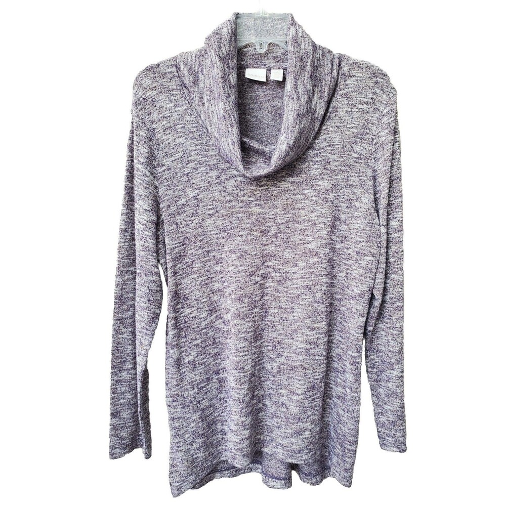 Chico's Mona Metallic Shimmer Cowl Neck Long Sleeve Pullover Sweater Sz 2 Large